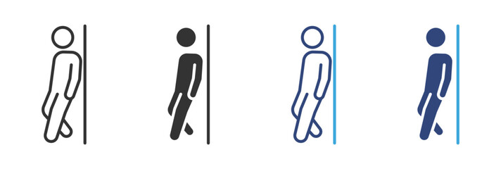 Leaning Pose icon set, Relaxed Standing Position, Casual Body Posture and Human Silhouette concept icon, vector illustration.