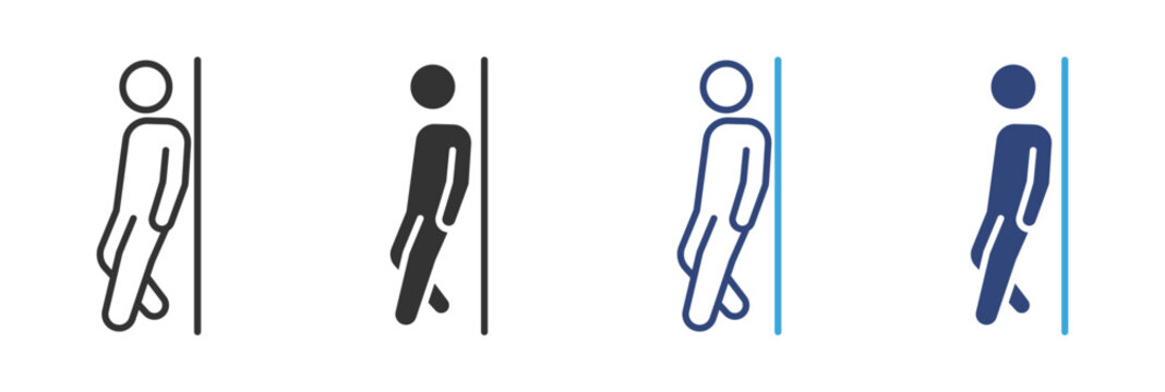 Leaning Pose icon set, Relaxed Standing Position, Casual Body Posture and Human Silhouette concept icon, vector illustration.