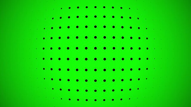 Abstract radial wave halftone animation. Abstract Dotted Halftone dots for luma track matte mask transition. Background alpha channel. 4k Video loop Animation on green screen