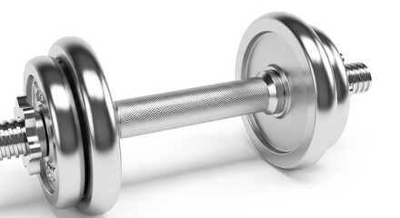 Steel dumbbell on white background showing fitness equipment  