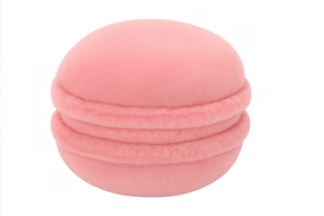 Pink plush macaron toy dessert on transparent background