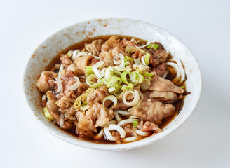 Japanese Beef tendon with udon noodles and savory broth, perfect for menus, blogs, or recipes. A culinary delight for any food enthusiast.