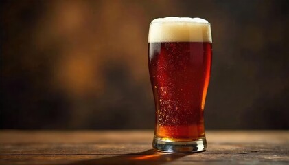 A pint of rich, dark amber brewery bitter, head forming beautifully, served in a traditional glass Enjoy the aroma of malts and hops , foam, beer glass, tavern