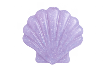 Purple glitter seashell on transparent background