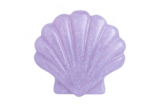 Purple glitter seashell on transparent background