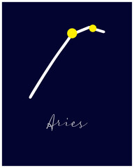 Astrological Aries horoscope sign, astronomy constellation. Simple symbol.