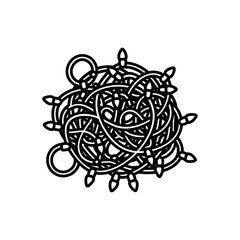 Single icon of tangled Christmas lights in a minimalist style