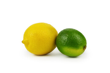 Lemon and lime on white background