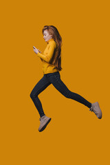 vibrant female model portraying energetic activity and active living through studio fashion