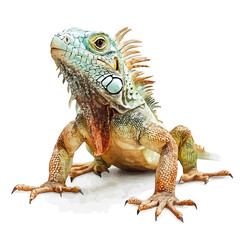 an_iguana_on_a_white_Hand-painted watercolor style, vector set available in EPS, vectorized