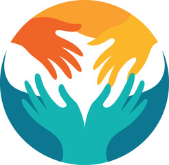 Obraz premium Diverse hands reaching together in a circle symbolizing unity and support