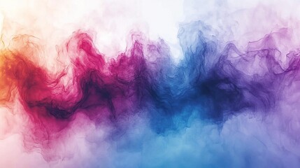 Obraz premium Abstract Swirling Smoke Clouds with Vibrant Gradient of Orange, Pink, Blue, and Purple Hues