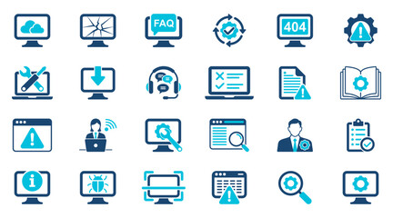 Collection of IT support icons in a modern style