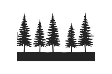 Serene Pine Tree Silhouettes Forest Landscape Wilderness Nature Scene