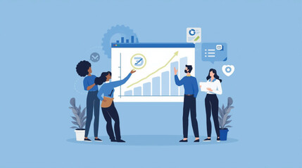 Fototapeta premium Business team analyzing growth chart and data for strategic planning