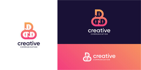 Abstract letter B with three bubble speech logo design inspiration. Talk and chat technology communication concept. Combination vector based icons symbols.
