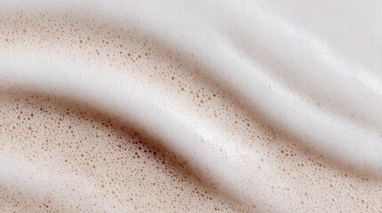 Soft, creamy latte foam waves create a mesmerizing pattern, showcasing rich textures and gentle shifts, perfect for coffee lovers and culinary enthusiasts seeking inspiration