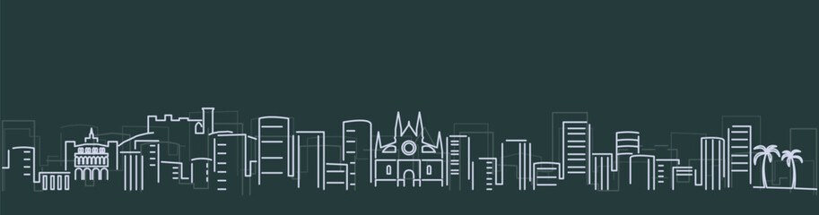 Palma Mallorca Simple Lines Skyline on Dark Background