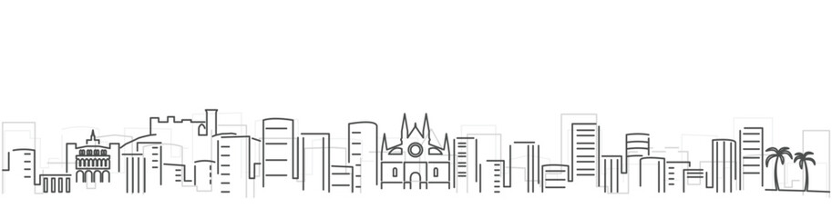 Palma Mallorca Simple Dark Lines Skyline on White Background