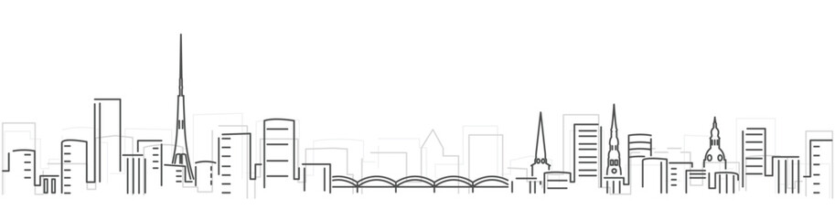 Riga Simple Dark Lines Skyline on White Background