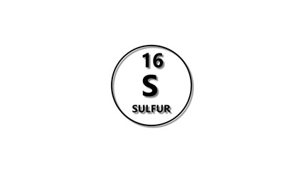 Sulfur icon texture Black color 4k illustration. 16 number Sulfur 4k illustration. 