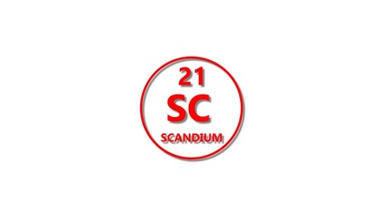 Scandium icon texture red color 4k illustration. 21 number Scandium 4k illustration. 