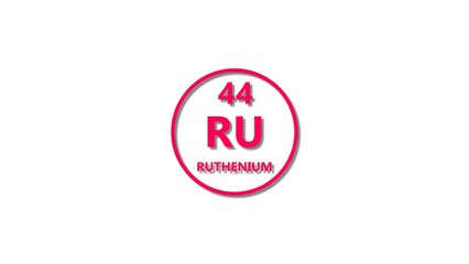 Ruthenium icon texture magenta red color4k illustration. 44 number Ruthenium 4k illustration.