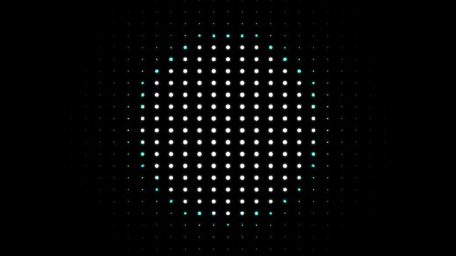 abstract animated halftone dotted retro technology background, seamless motion pattern white, cyan and yellow dots, and grids, 3d render loop animation backdrop
