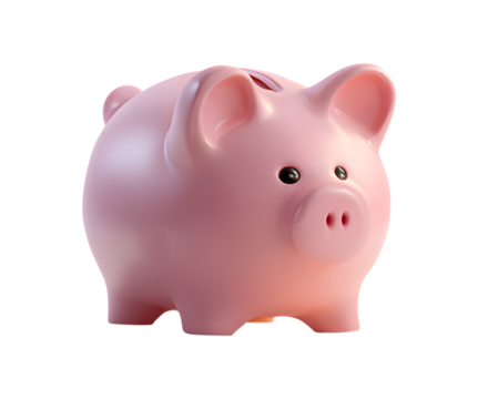Pink Piggy Bank with Black Eyes and Snout money box isolated on a transparent background - Powered by Adobe