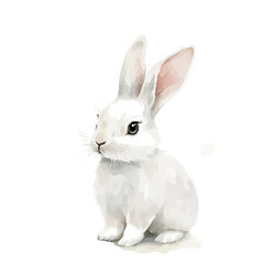 White rabbit painting design set Hand-painted style, vectorized, vector set available in EPS, Simple Hand-painted watercolor style