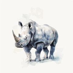 Obraz premium Beautiful big rhinoceros painting design set, Hand-painted style, vectorized, vector set available in EPS, Simple Hand-painted watercolor style