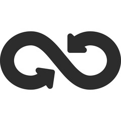 Symbol of Endless Loop and Continuous Cycle in Dark Gray Against Transparent Background...