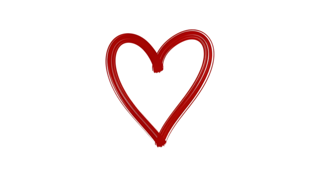 Heart Shape, red hand drawn with textured brush strokes, isolated on white or transparent background. PNG - Powered by Adobe