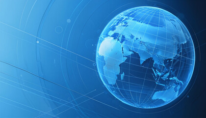 Digital background of a 3D world with a high-tech blue design &ndash; a concept of innovation and global connectivity