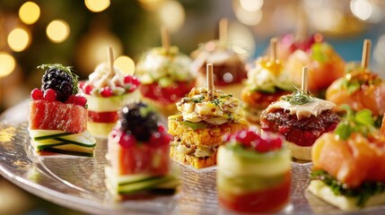 Fototapeta premium Variety of colorful appetizers on a party tray