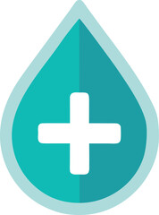 Fototapeta premium Teal drop icon with white plus sign for healthcare and medical concepts