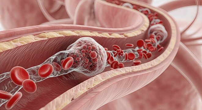 Cerebral blood clot formation obstructing arterial flow, the critical pathogenesis causing ischemic stroke or transient brain attack. Serious vascular health risk.