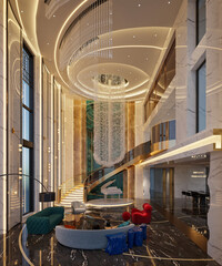 3d render modern home interior living room