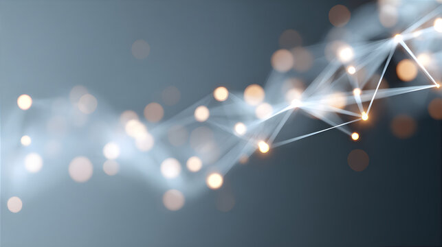 Abstract network connection with glowing points and lines on dark background. Digital data communication concept for technology and science.