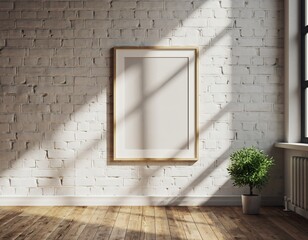 Vertical Poster Frame Mockup in Bright Minimal Loft Interior