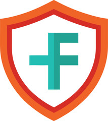 Obraz premium Shield with turquoise plus symbol inside. abstract vector art.