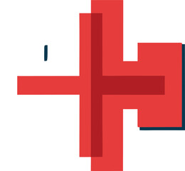 Obraz premium Red and white crosses overlapping on a blue background, abstract design