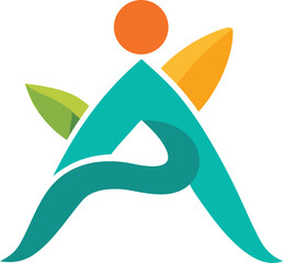 Abstract figure with leaf elements forming letter a