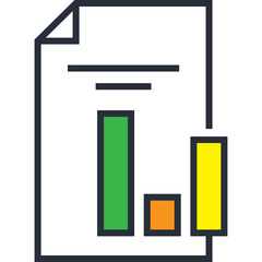 Simple Icon Representing Financial Data Report With Bar Graph And Transparent Background