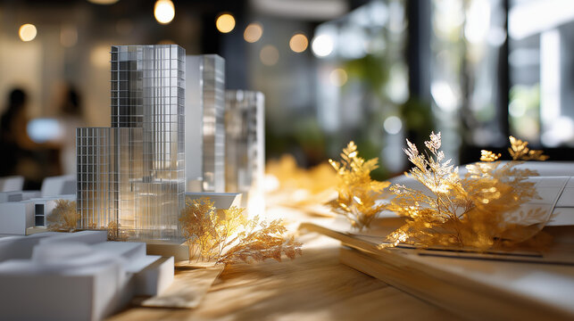 Sketch and actual mix urban cityscape scene defocused development background property business concept visualization mixed media display architectural planning representation