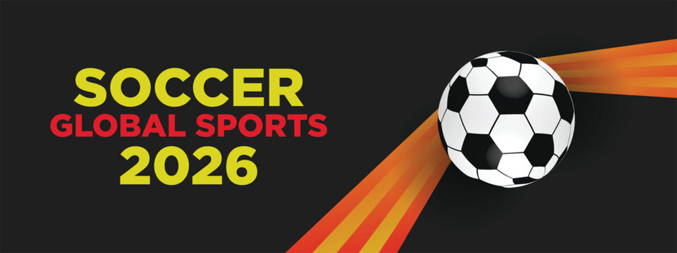 Soccer Global Sports 2026 Orange Ribbon Banner