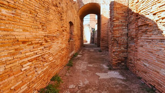 The ruins of Ostia Antica, the old port of Rome, Lazio, Italy, dating back to the 7th century BC