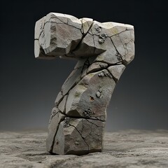 Cragged And Weathered Stone Number Seven Symbol on Rough Surface