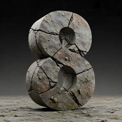Realistic Detailed Stone Number Eight Sculpture Decoration Background Element