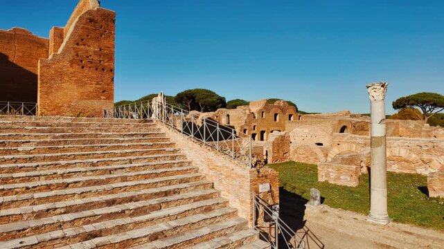 The capitolium and forum of Ostia Antica, the old port of Rome, Lazio, Italy, dating back to the 7th century BC